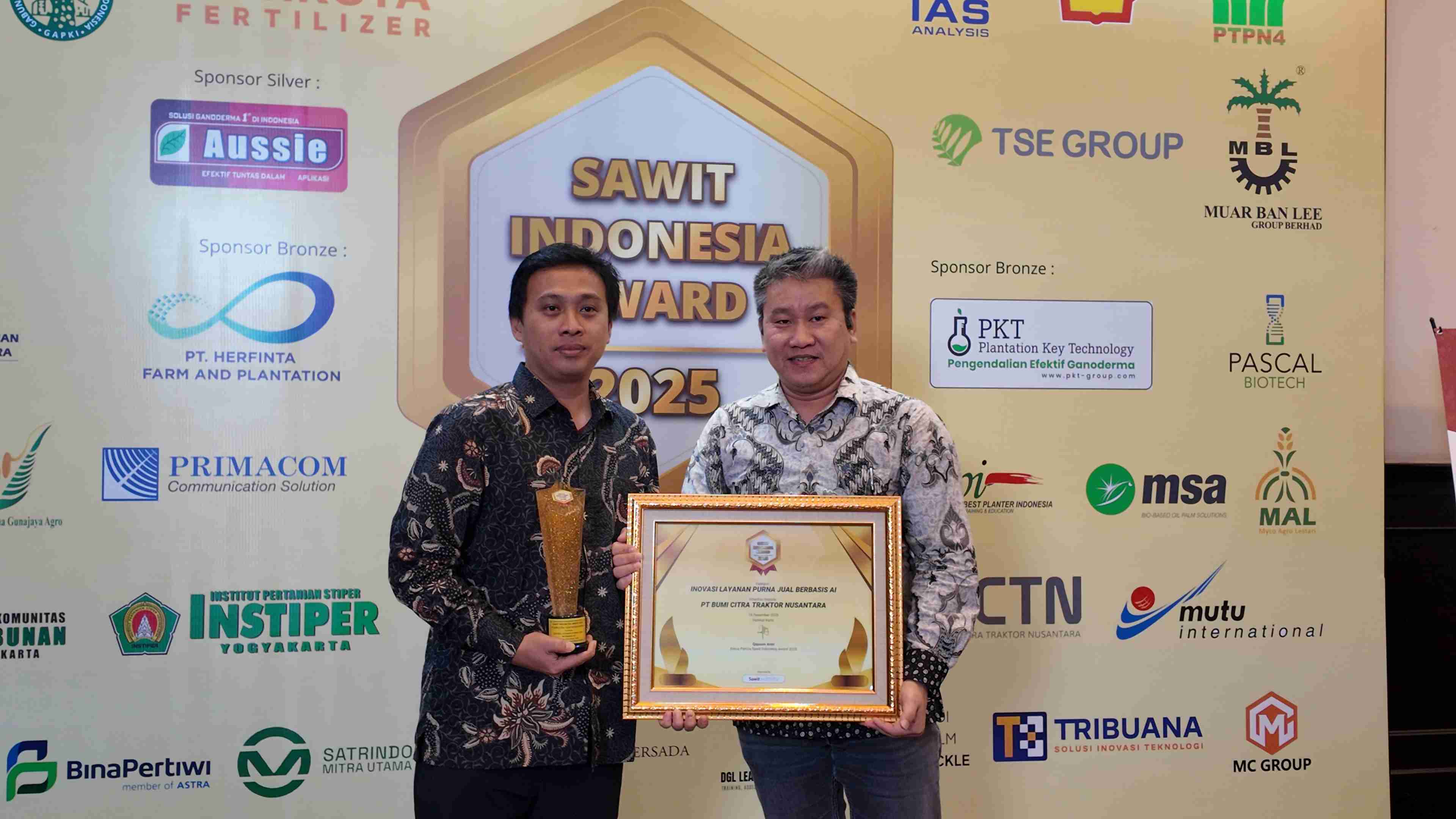 BCTN dapat Penghargaan di acara Sawit Indonesia Award 2025